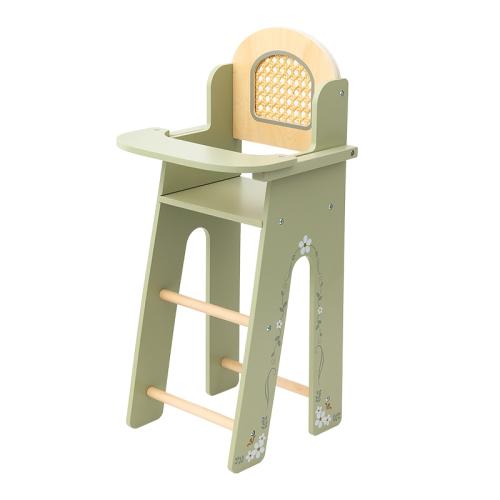 houten poppenstoel mint met rattan