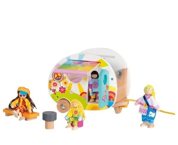 Trekfiguur en Speelhuisje Happy Campers Caravan